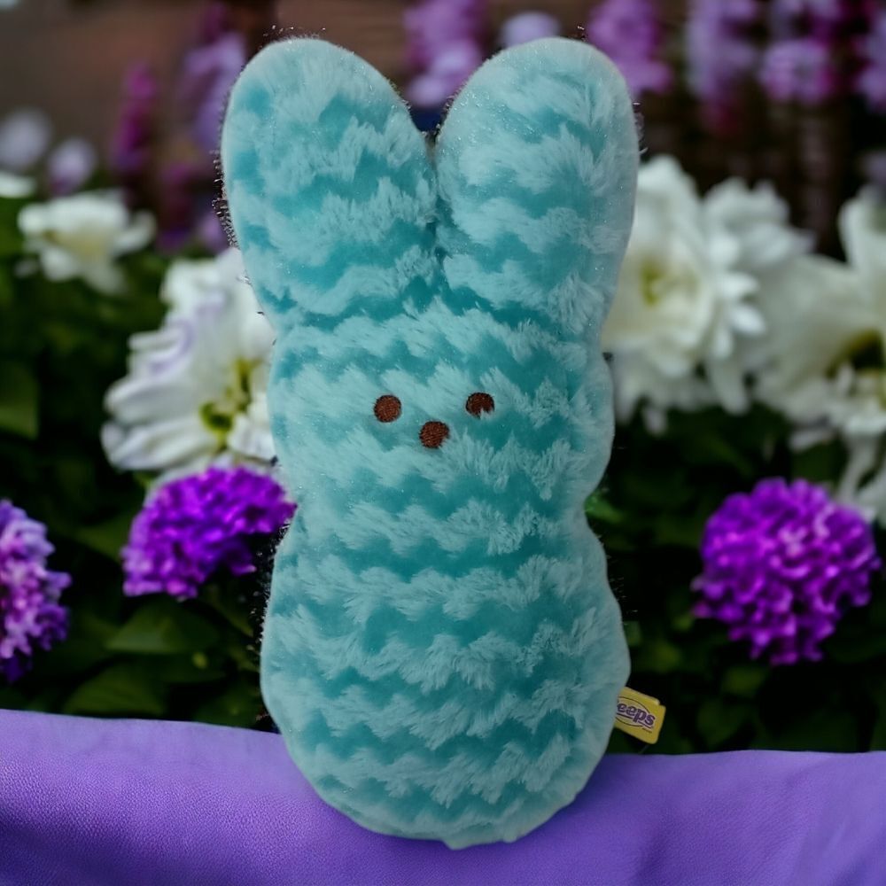 Peeps Bunny Rabbit Plush Blue Aqua‎ Chevron Textured Pattern Stuffed Animal